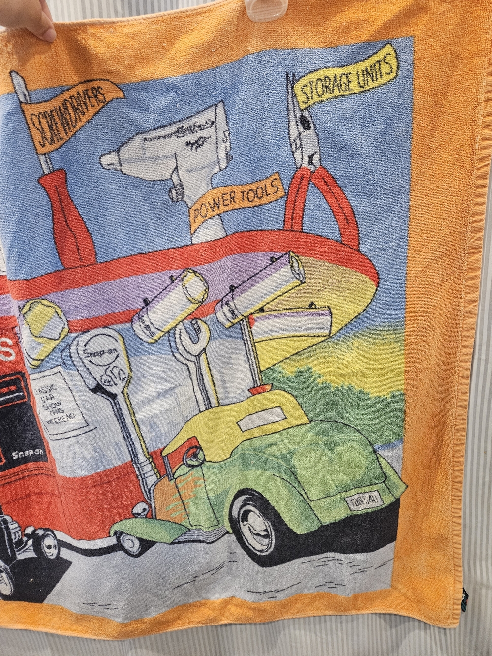 Snap On Tools Beach Towel Flank Drive In 58x32” 1990s Collector Item Cotton - Picture 5 of 10